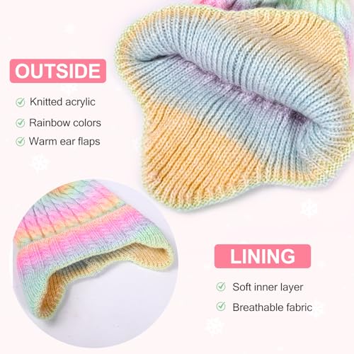 Kids Winter Hat Gloves Set, Girls Toddler Children Warm Beanie Hats and Mittens Cold Weather Set for Ages 3-84