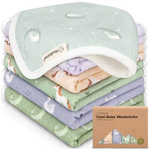 Image of 6-Pack Cotton Baby Washcloths for Newborn - Organic Cotton Muslin Soft Wash Cloths for Babies, Infant, Kids, Toddler Towels for Boy, Girl, Super Absorbent Face Cloths, Scratch-free Baby Rags (Lunaris)