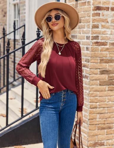 Image of HOTOUCH Women's Lace Long Sleeve Spring Dressy Casual Business Work Trendy Shirts
