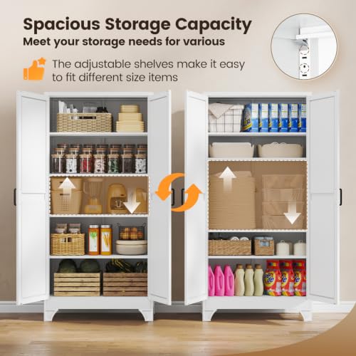 Image of Yizosh Metal Storage Cabinet with Doors and 4 Adjustable Shelves