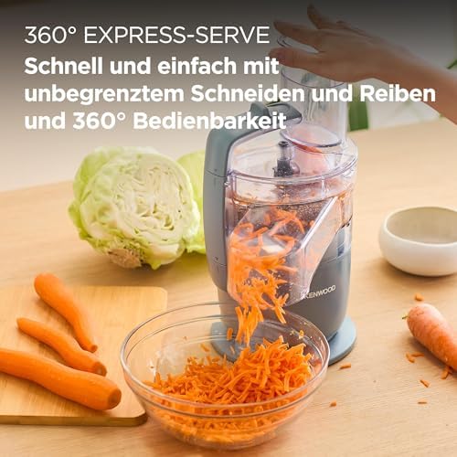 Bild 2 - Kenwood MultiPro Go FDP22.130GY, Kompakt-Küchenmaschine nur 30cm hoch, zum Schneiden, Reiben, Pürieren und Teig Kneten, Express-Serve, 1,3 l Arbeitsbehälter, 650 W, Blau