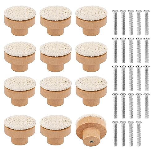 NQEUEPN 12pcs Wood Drawer Knobs with 24 Screws