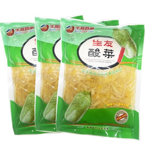 食品金庫 3袋 中国本場酸菜 生友酸菜 白菜の酢漬 中華料理人気商品・東北長白山名物・鍋用・餃子の具等500gx3点のサムネイル
