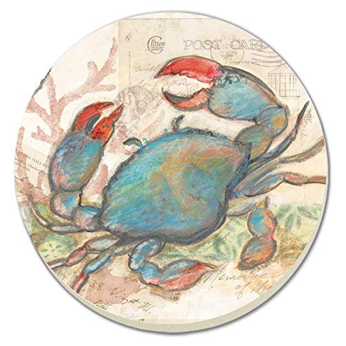 CounterArt Seaside Garden/Blue Crab Absorbent Coasters, Set of 4