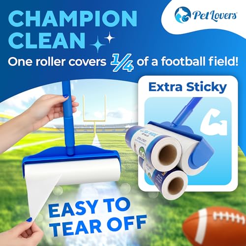 Image of PetLovers Pack of 4 Extra Sticky Lint Rollers for Floors - No Handles Included - 100 Sheets Per Refill - 400 Sheets Total