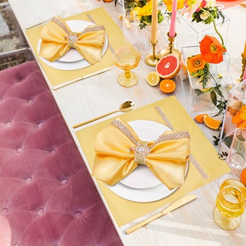 Servilletas de tela y servilleteros dorados de lujo para un regalo inolvidable de bodas 5