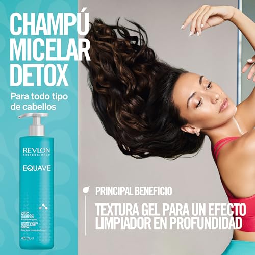 Miniatura 3 de REVLON PROFESSIONAL Equave Champú Profesional Micelar Detox, Para todo Tipo de Cabellos, Champú Hidratante para Pelo Suave, Liso, Sedoso y Brillante, Enriquecido con Keratina, 485ml