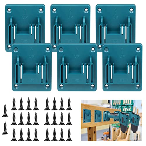 6 Packs Wall Mount Tool Holder for Makita 18V 14.4V Drill Tools & Power Multitool, Machine Holder Tool Storage, Hanger for Drill Tools with Screws (Blue)