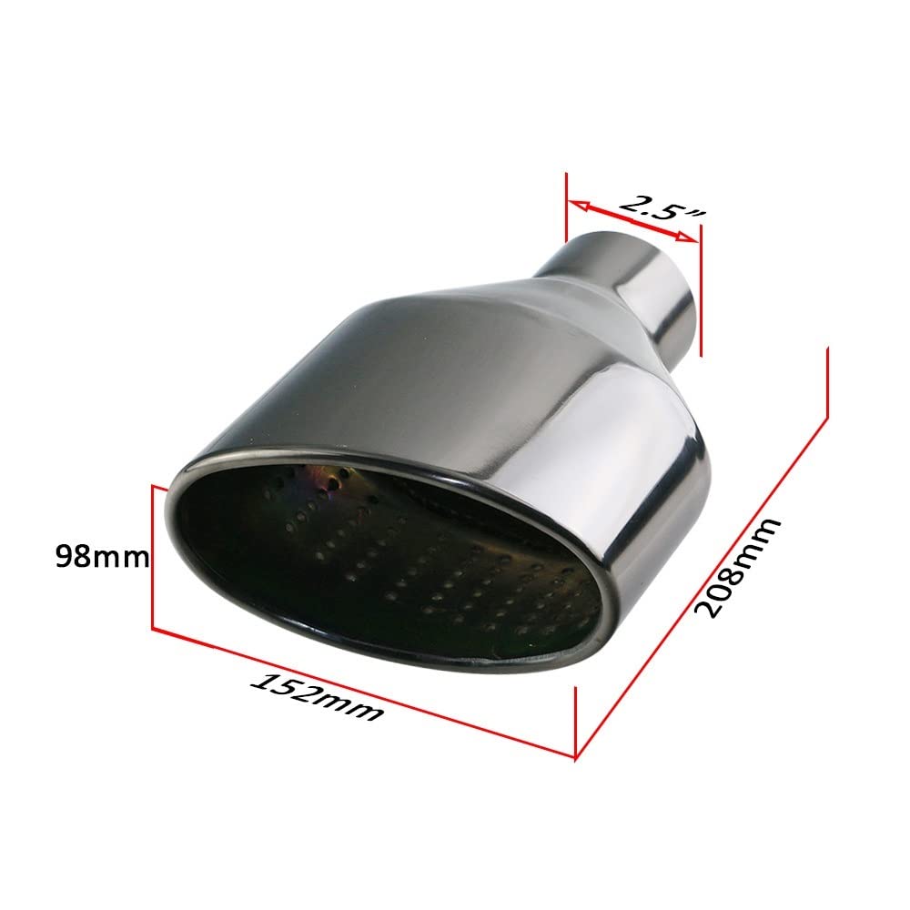 uniwersalna rura wydechowa 1 para uniwersalnych końcówek wydechu samochodowego ze stali nierdzewnej 63 mm, wylot walcowany owalny, skośny tłumik Tłumik końcowy(Black)