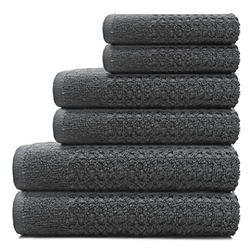 Pearl Linens 100% Cotton Premium Bath Towel Set of 6 for Bathroom, Waffle Towels for Home, Hotel, Spa, Absorbent, Soft, 2 Large Bath Towels, 2 Bath Hand Towels & 2 Wash Cloths for Your Body, Gray Pearl Linens 100% Cotton Premium Bath Towel Set of 6 for Bathroom, Waffle Towels for Home, Hotel, Spa, Absorbent, Soft, 2 Large Bath Towels, 2 Bath Hand Towels & 2 Wash Cloths for Your Body, Gray