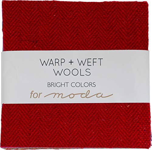 100% Wool Bright Charm Pack 12 5-inch Squares Moda Fabrics 54810PPB