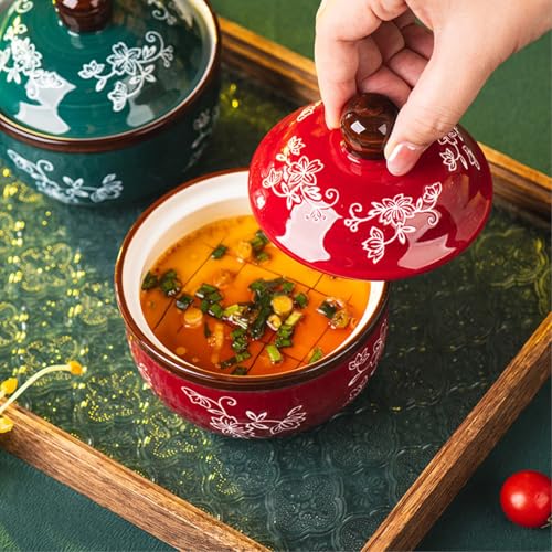 Ragoût de rotin en céramique vert malachite avec couvercle pour cuisine