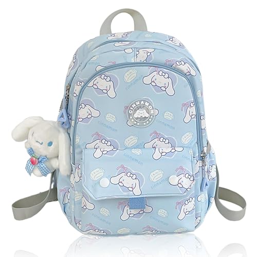 trettitre Backpack Cute Cinnamoroll Student Schoolbag Cartoon Casual Travel Bag for Boys and Girls School Season Backpack (Blue)