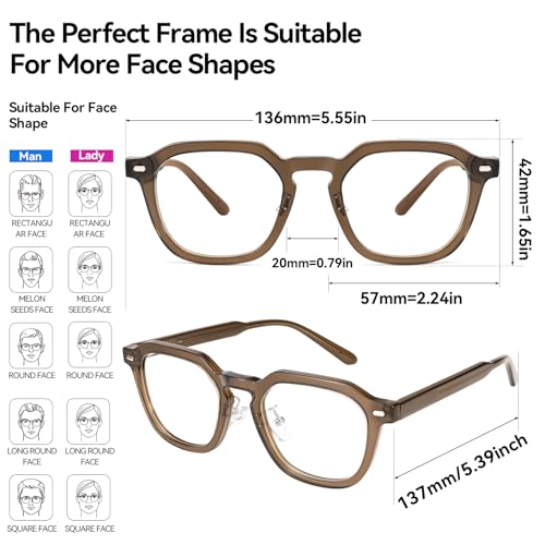 Image of Dollger Blue Light Blocking Glasses For Woman Men Thick Acetate Frame Rectangle Square Lens Non-Prescription