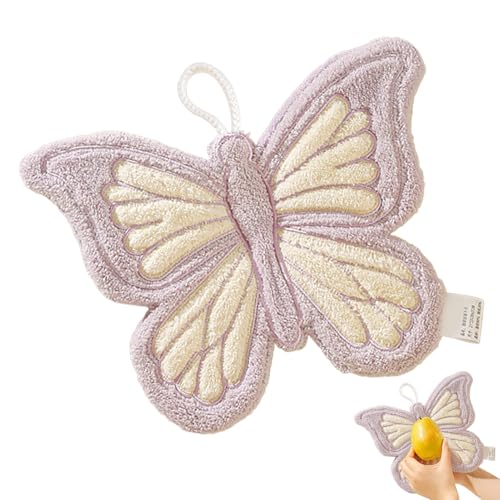 キッチンタオル | 蝶柄ハンドタオル キッチン用,吸水性キャラクター洗顔タオル | おしぼり 食器拭き