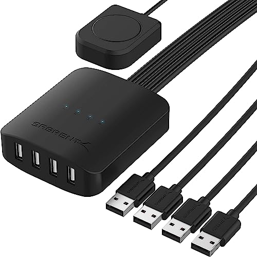 SABRENT Interruptor de Intercambio USB 2.0 de hasta 4 computadoras y periféricos con Indicadores LED de Dispositivo (USB USS4)