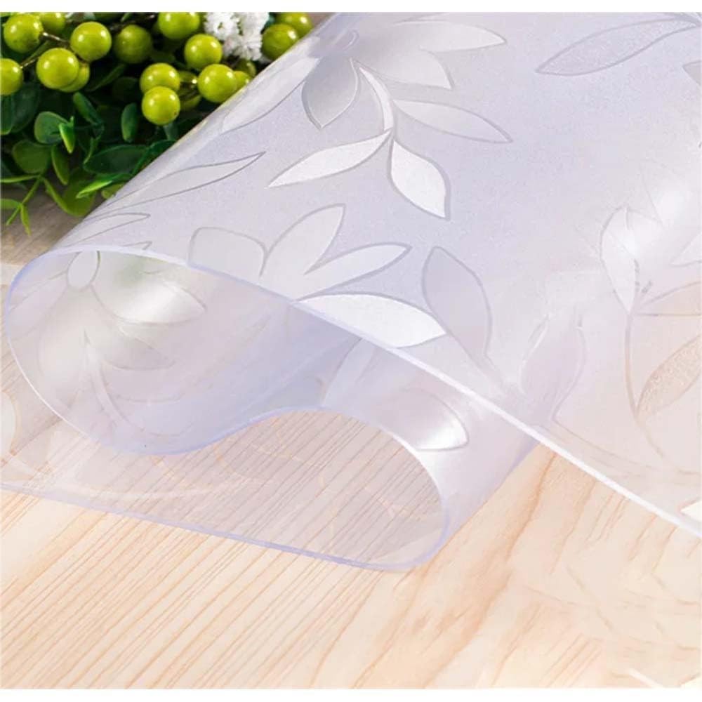Floral Clear Frosted Table Protector 2 mm Transparent PVC Tablecloth Protective Film Non-Slip Suitable Countertops Glass Surfaces(85x140cm Rechteckig)