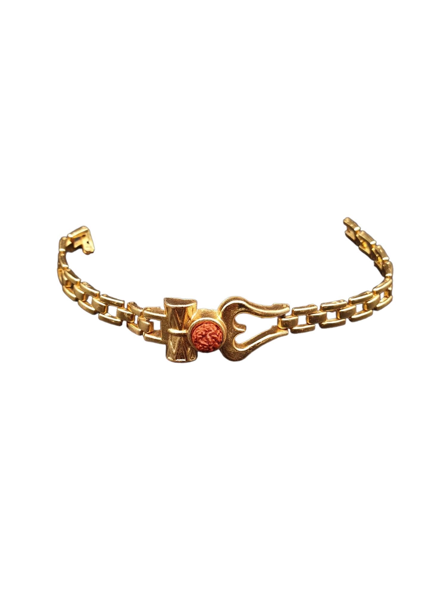 Dharmsaar Ltd Trishul Damru With One Rudraksha Bracelet For Men And Women,Om Rudraksha Gold Plated Mahadev Mahakal Cuff Kada Bracelet,Adjustable Religious Hand Chain (B0DFMD9XPS) Amazon Price History, Amazon Price Tracker