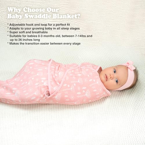 Image of Baby Swaddle Blankets for Newborn Boy and Girl, Small /Medium 0-3 Months Old, 3 Set of Adjustable Infant Wrap, Grey & White