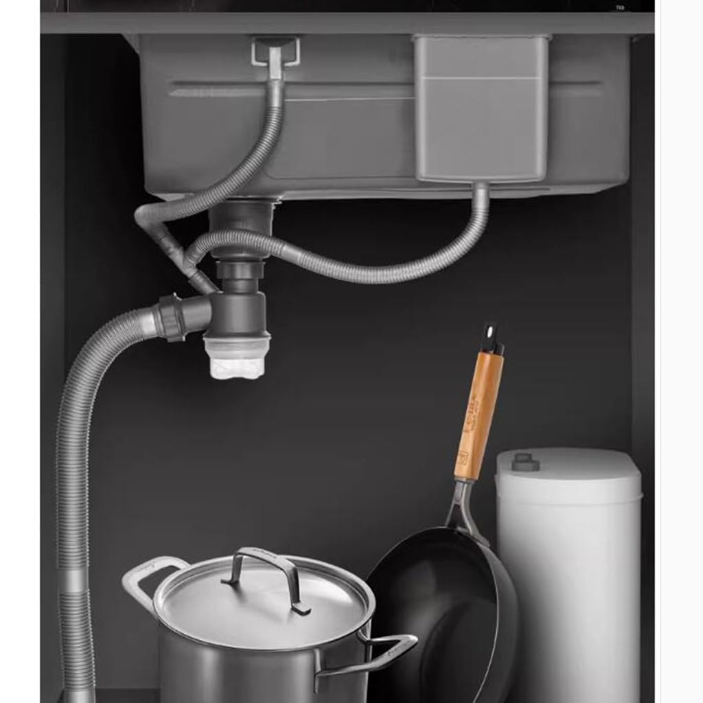 Lavello da cucina in acciaio inox argento a ciotola singola grande capacità lavello ciotola per verdure lavaggio acqua piscina cintura rubinetto sifone tazza rondella lavello da controsoffitto