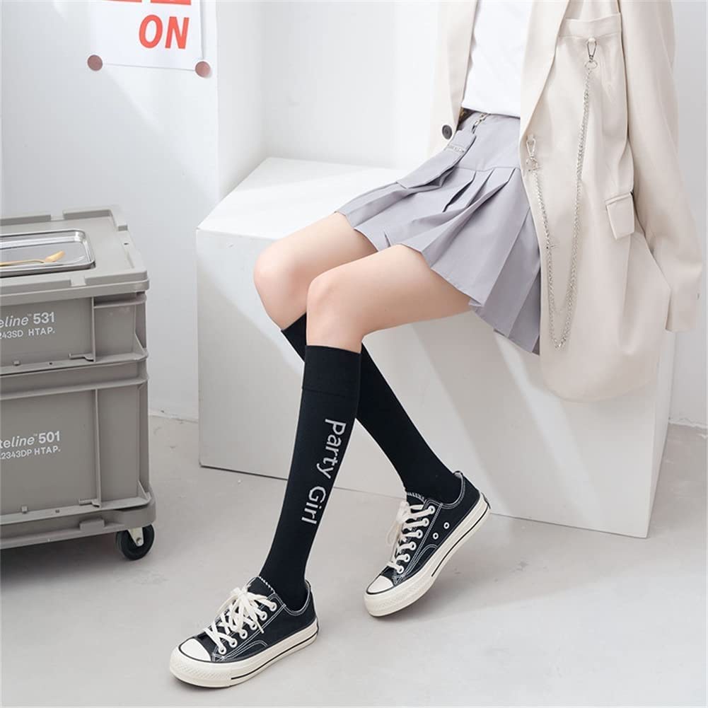 4 Pares de Calcetines con Letras for Mujer, Calcetines de Tubo Alto, Calcetines de Pantorrilla, Calcetines Deportivos de Calle de Tendencia de algodón, Estilo de Tendencia