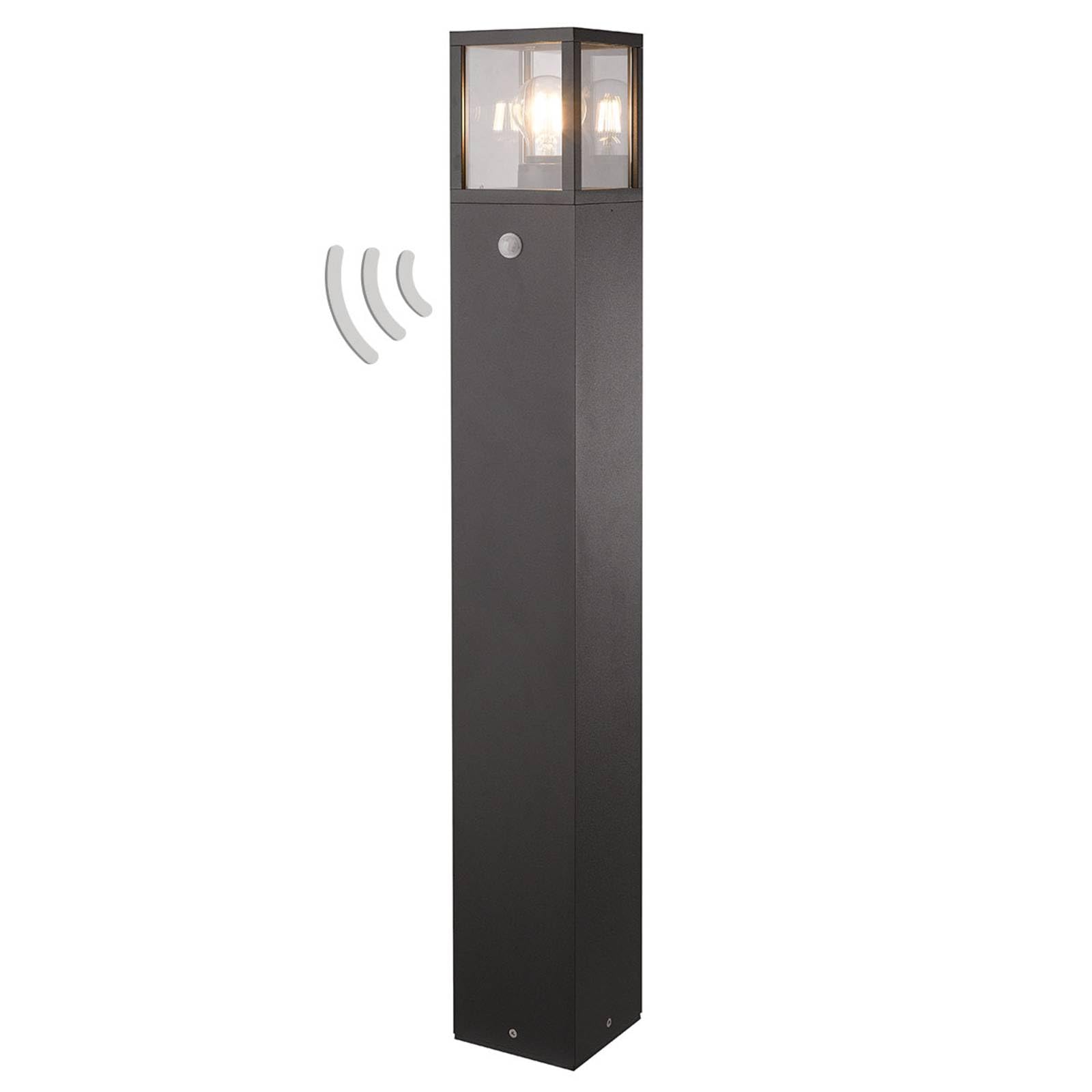 Lucande Wegeleuchte/Pollerleuchte mit Bewegungsmelder, spritzwassergeschützt IP54 Aussenleuchte 90 cm 1x E27 max. 15W ohne Leuchtmittel Außenleuchte