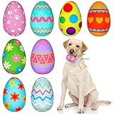 Threan 8 Pcs Easter Toys for Dogs Easter Egg Dog Toy with Squeaker Plush Easter Eggs Dog Squeaky Toy Stuffed Dog Plush Toy Easter Gift for Medium Small Dogs Puppy Interactive Durable Dog Toys