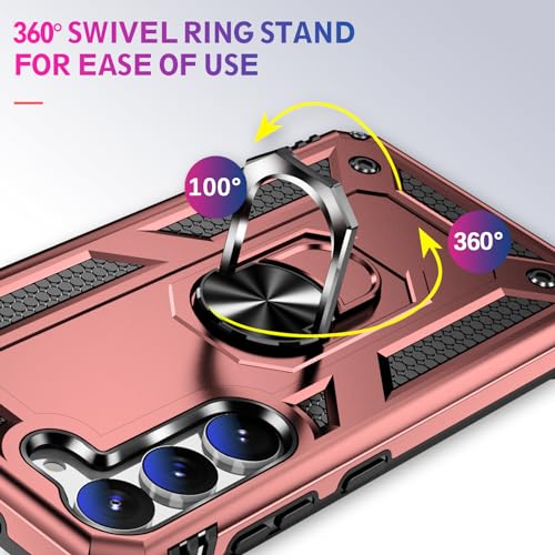 Image of for Samsung Galaxy S24 Case with Screen Protector, Military Grade Rugged Shockproof Heavy Duty Galaxy S24 5G Protective Cover for Samsung S24 5G Magnetic Ring Kickstand Phone Case (Pink)