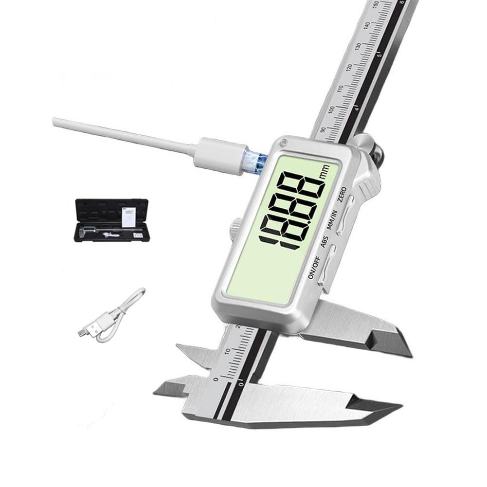 Calibrador digital recargable Vernier de 0,01 mm de precisión USB, carga para regla de acero inoxidable, medición industrial, 150 mm
