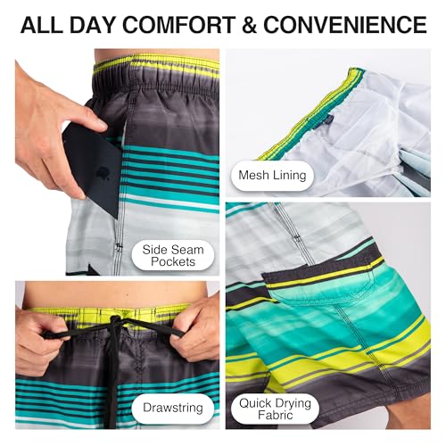 Image of Kanu Surf Men's Big Viper Extended Size Stripe Swim Trunk