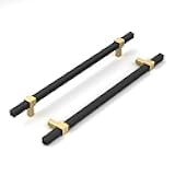 Goldenwarm 10 Pack Cabinet Handles Black and Gold Cabinet Pulls 10 Inch Hole Center Drawer Pulls Modern Bar Dresser Handles for Bathroom Kitchen Bedroom, Zinc Alloy