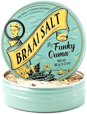 Funky Ouma Braai Salt 90g | Premium Seasonings & Flavoured Salt | Proudly South African | BBQ, Braai & other cooking | All Natural Ingredients | Beautiful Packaging | Great Foodie Gift