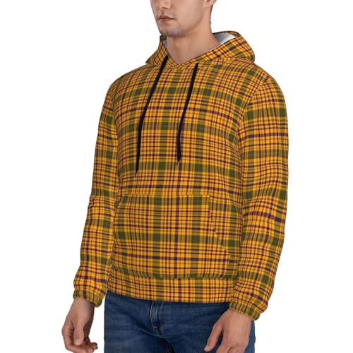 Hoodies For Men - Retro Orange Plaid Print Long Sleeve Casual Men'S Hoodies & Sweatshirts Pullover With Pocket3