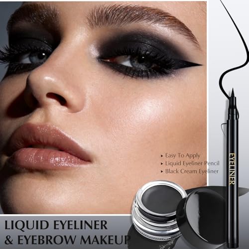 Set de Gel Eyeliner negro impermeable y lápiz líquido mate miniatura 2