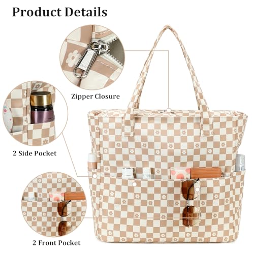 Image of LEDAOU Large Beach Bag Women Waterproof Sandproof Zipper Beach Tote Pool Bag for Swim Gym Grocery Travel with Wet Pocket