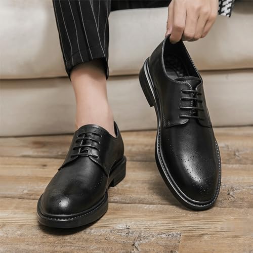 Man Patent Leather Fashion Dress Shoes Retro Men's Lace-up Dress Business Shoe Men Party Wedding Oxfords New Leather Shoes3