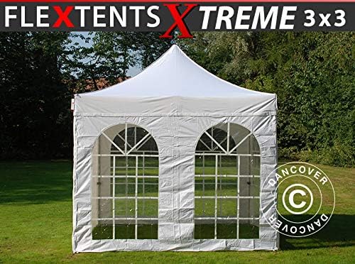 Dancover Pop up gazebo FleXtents Pop up canopy Folding tent Xtreme Vintage Style 3x3 m White, incl. 4 sidewalls