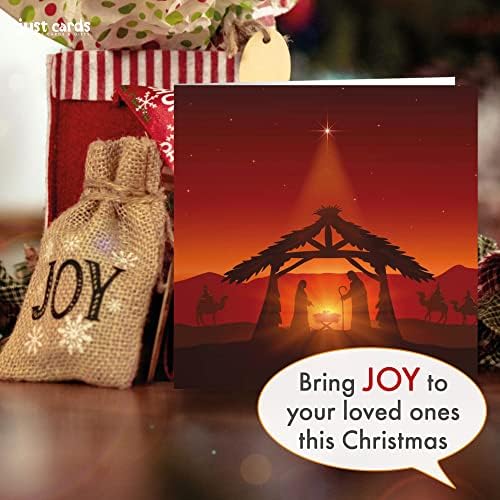 Christian Christmas cards - The Stable, pack of 10, with Bible verse Isaiah 9:6 inside these religious Christmas cards, by Just Cards Direct
