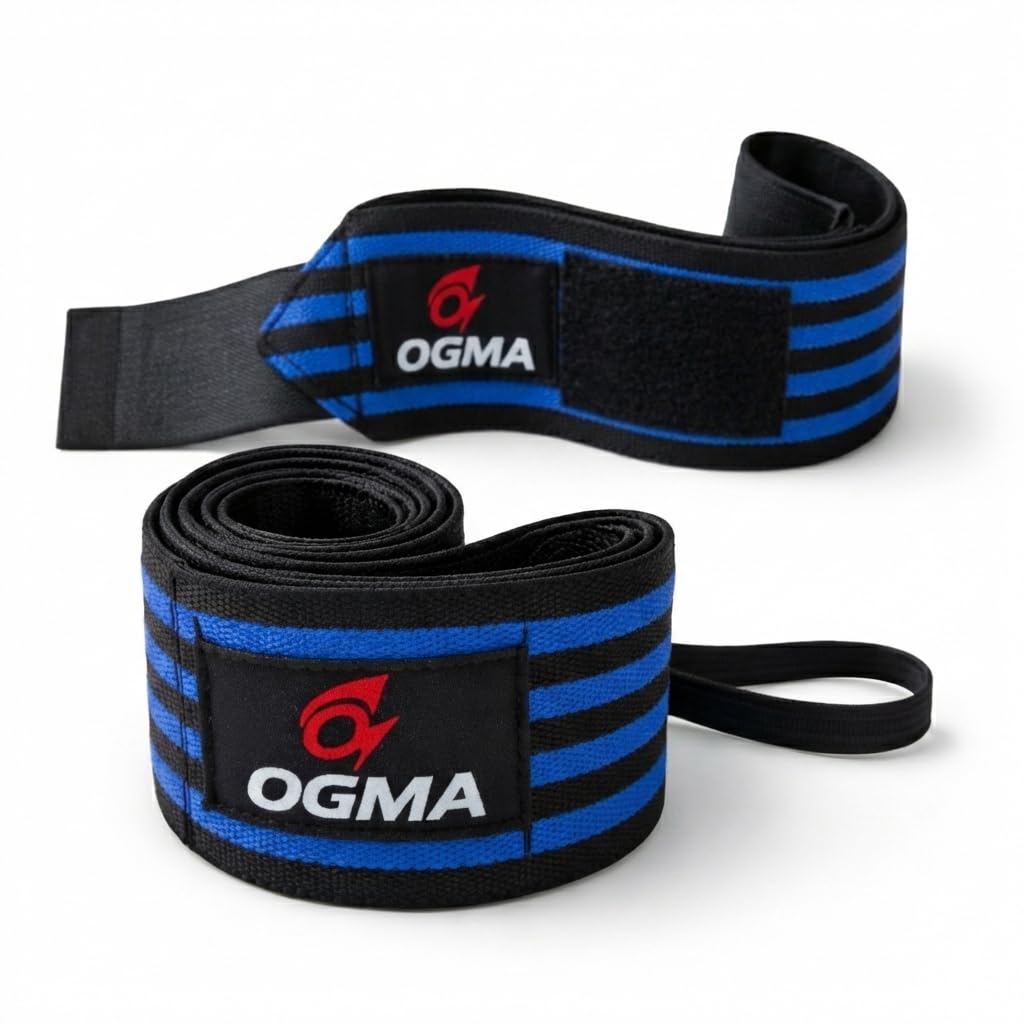 OGMA Wrist Bands for Gym, Weightlifting & Fitness | Heavy Duty Wrist Wrap Support with Thumb Loop & Strong Velcro | Gym Wrist Straps for Men & Women (1 Pair) (Blue)-image-13