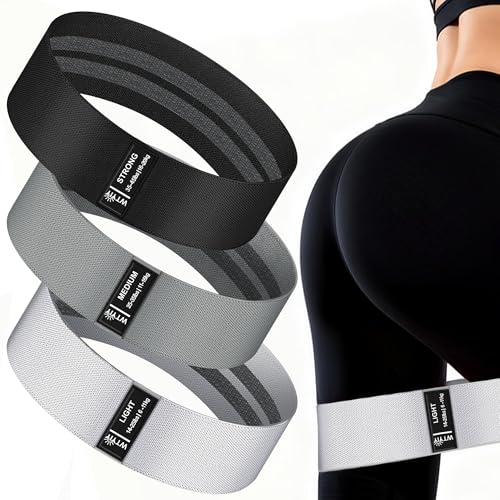 WTYIY Fabric Resistance Bands for Working Out 3-Level Non-Slip Exercise Bands for Men and Women Booty Bands Equipment for Home Workout Pilates Yoga Fitness.