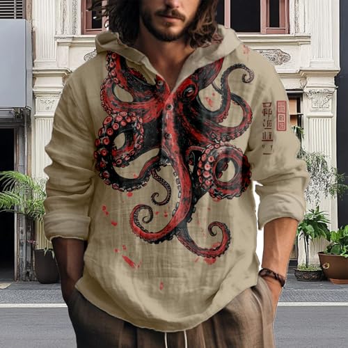 Mens Art Print shirts Lightweight Hoodies Pullover Fall Casual Long Sleeve Sweatshirt2