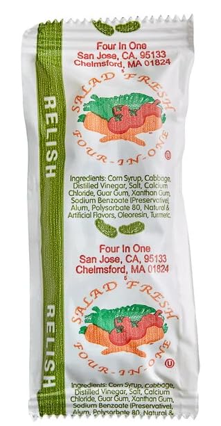 Relish Packets (9g) – 50 Count - relish Condiment Packs in Chronos Food Safe Slide Seal Bags