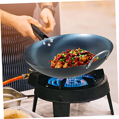 Wok tradicional fondo redondo con mango de madera miniatura 5