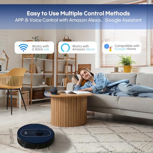Image of Robot Vacuum and Mop Self Emptying, 5000Pa Suction, LiDAR Navigation, Smart Obstacle Avoidance, Home Mapping, No-Go Zone, 60-Day Hands-Free Cleaning, Idear for Homes with Pets, Carpet & Hard Floors