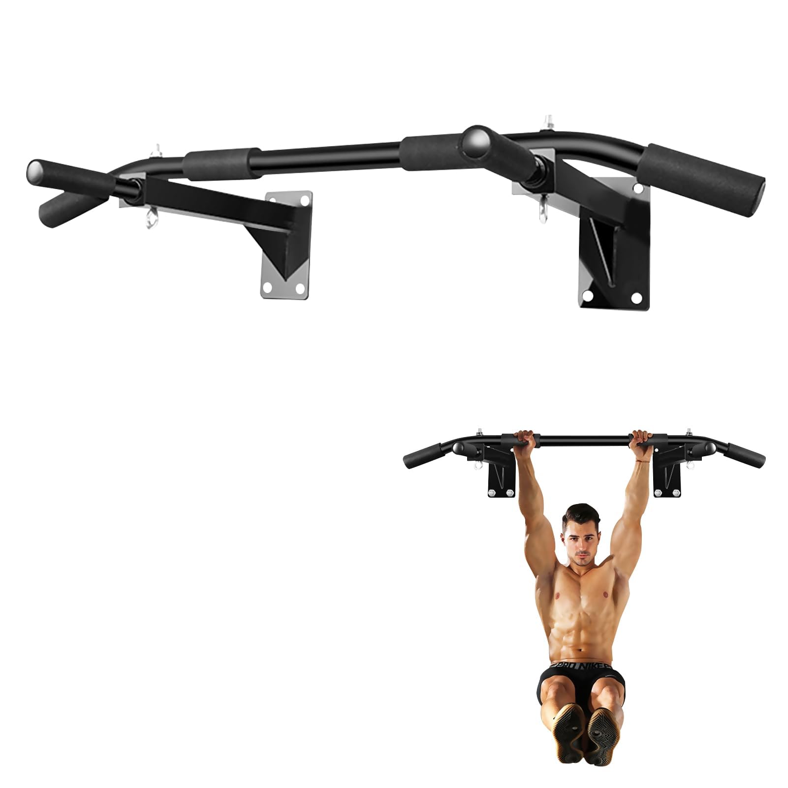 GERMANTECH FITNESS Wall Mounted Pull Up Bar - Heavy Duty, Triangular Structure for Extra Stability, Multiple Exercise Options, Home Gym Equipment for Indoor Workout-image-7