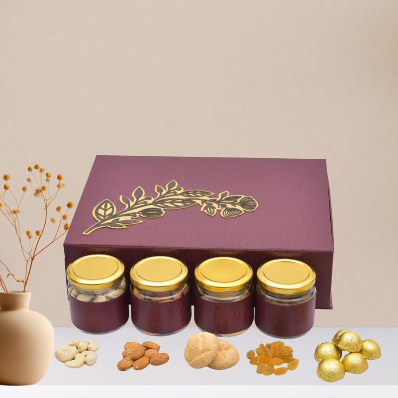 Image of NUTRI MIRACLE Rakhi Gift Pack for Bhaiya & Bhabhi | Celebration Dry Fruits Box