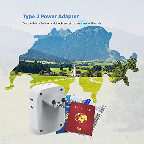 image for TESSAN Switzerland Power Adapter, Swiss Travel Adaptor with 4 American