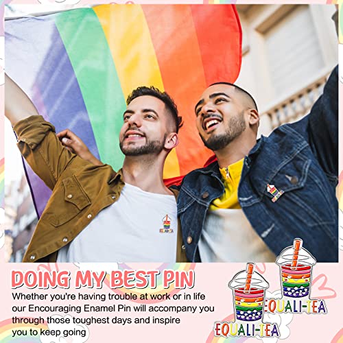 Image of Batiyeer 24 Pcs Gay Pride Pins LGBTQ Rainbow Equalitea Lapel Pins Milk Tea Enamel Brooch Badge for Pride Parades Month Support Gift Backpack Clothes Bags Hats Accessories Decoration