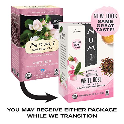 Numi Organic Tea White Rose, 16 Count Box Of Tea Bags, White Tea (Packaging May Vary) #TOP1