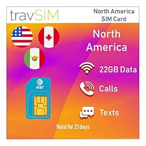 travSIM Prepaid AT&T SIM-kaart voor Noord-Amerika (VS, Canada en Mexico) – 22GB 3G 4G LTE-gegevens Plus *Onbeperkt…